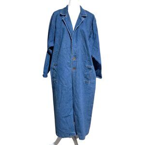 Vintage Sunbelt Long Denim Jean Jacket Duster Coat One Size Excellent Oversized